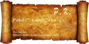 Pakó Kamélia névjegykártya